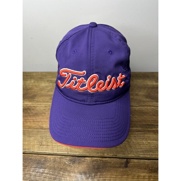 Titleist Hat Men Adjustable Purple Embroidered Logo FJ Pro V1 Strapback Golf Cap - Picture 2 of 8